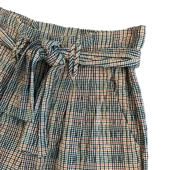 Anthropologie seersucker high waisted cropped ankle pants belted waist plaid - Picture 5 of 16